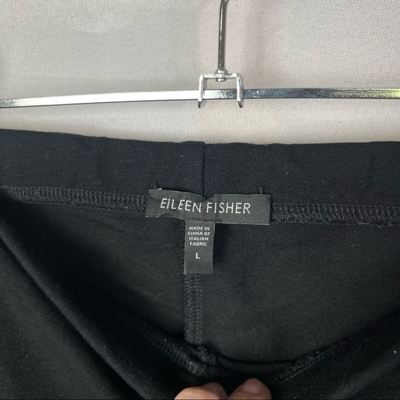Eileen Fisher Black Crepe Straight Leg Pull On Pants L - Picture 5 of 5